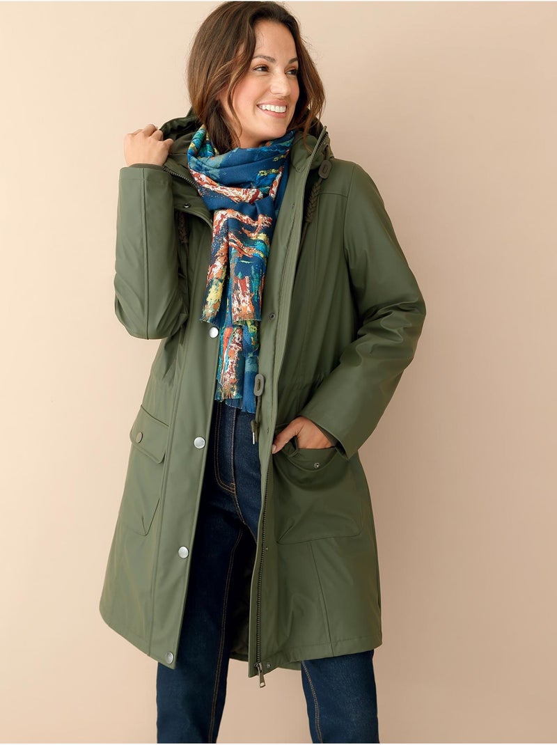 Parka mi-longue à capuche zippée - daxon Kaki - Kiabi