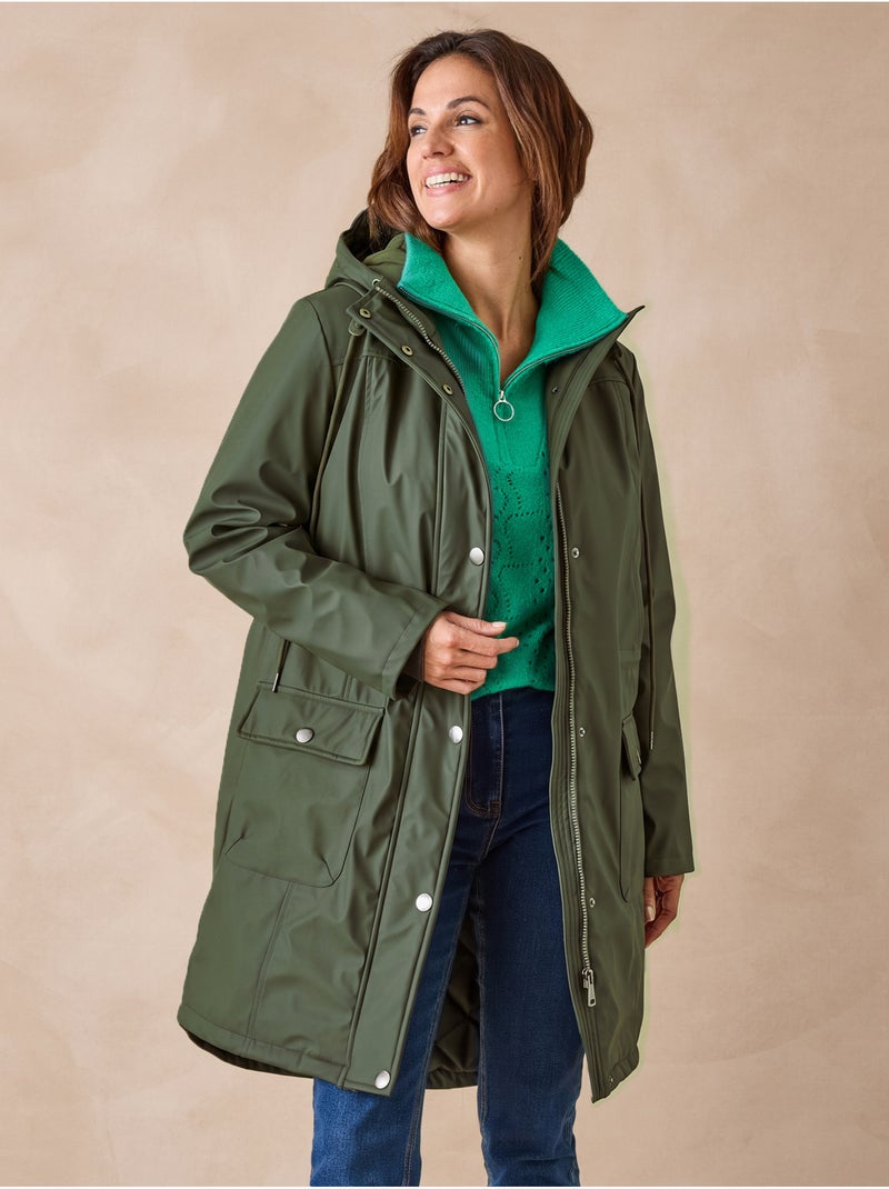 Parka mi-longue à capuche zippée - daxon Kaki - Kiabi