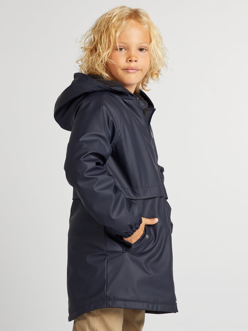 Parka mi-longue avec intérieur effet moutonné Bleu - Kiabi
