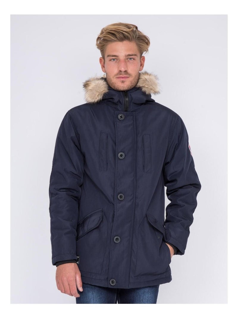 Parka mi-longue capuche ZALIX Bleu marine - Kiabi