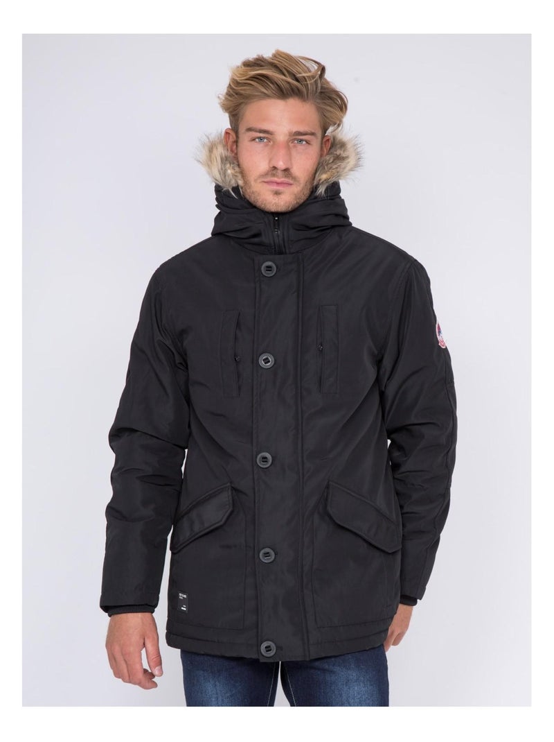 Parka mi-longue capuche ZALIX Noir - Kiabi