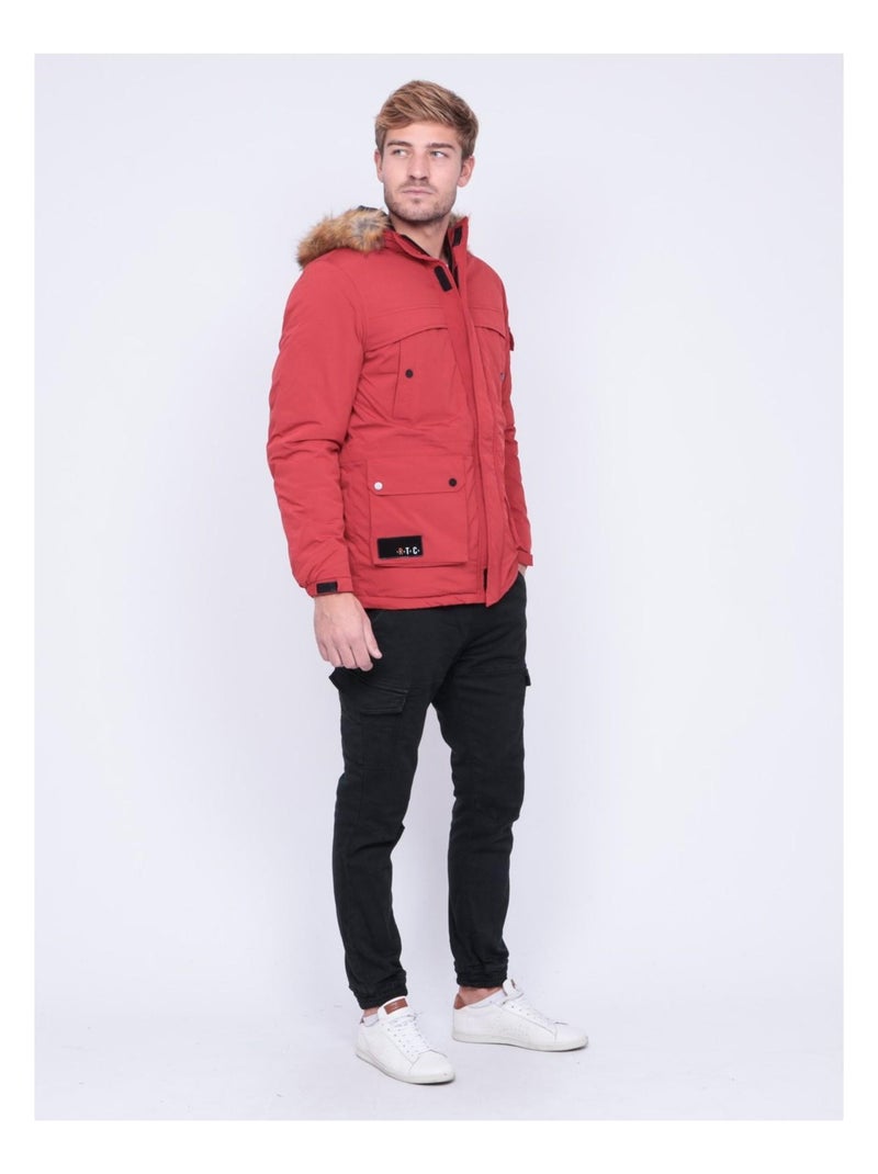 Parka mi-longue capuche ZEVKOT Rouge - Kiabi