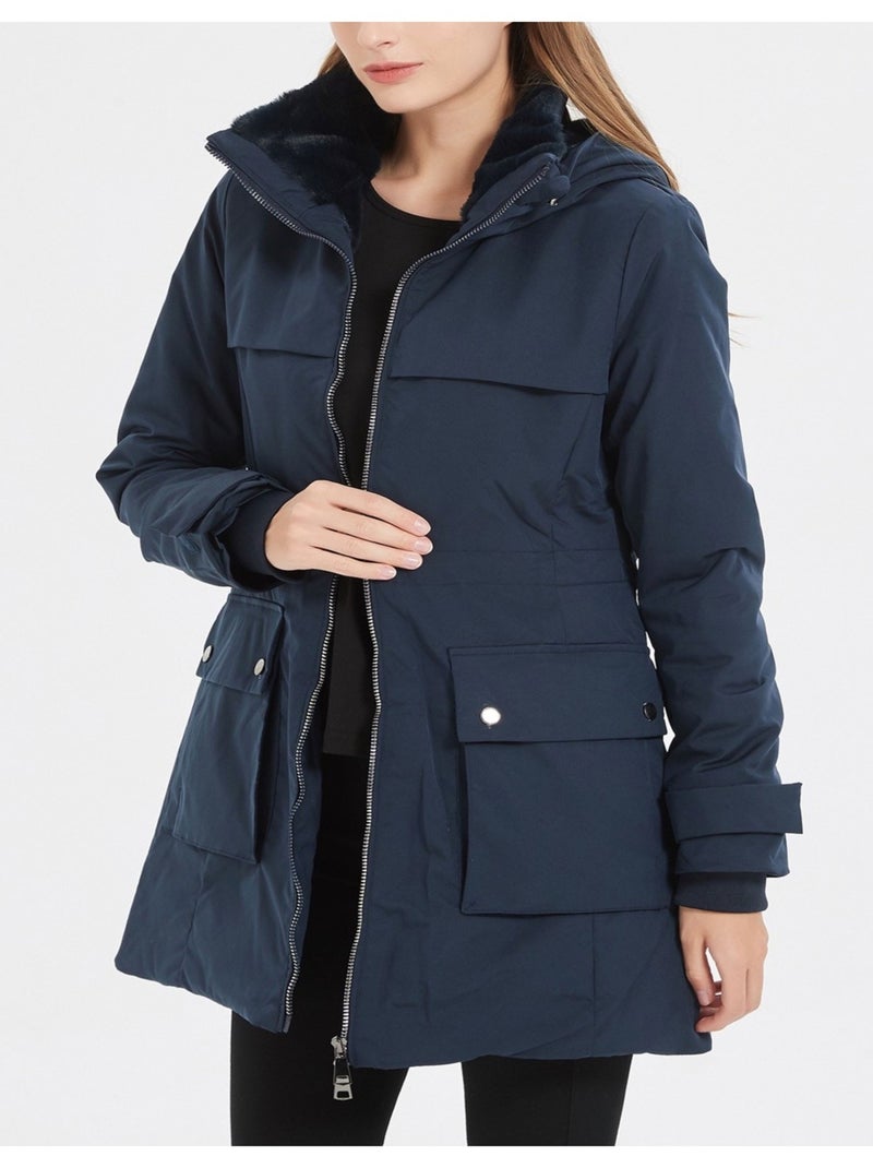 Parka Mi Longue Kebello Bleu marine - Kiabi