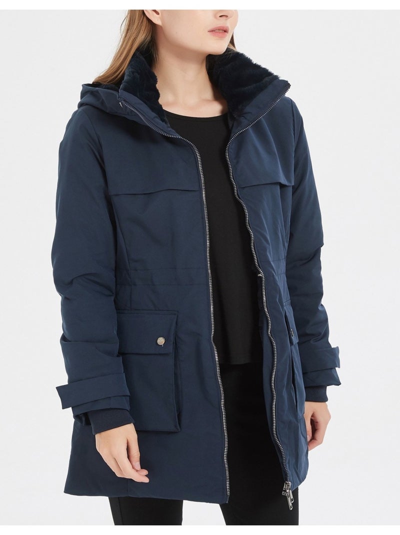 Parka Mi Longue Kebello Bleu marine - Kiabi