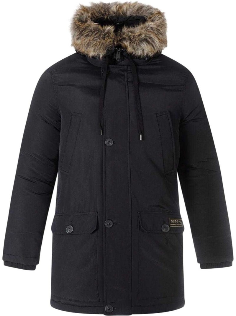 Parka motif/style bord duveteux - minoti Noir - Kiabi
