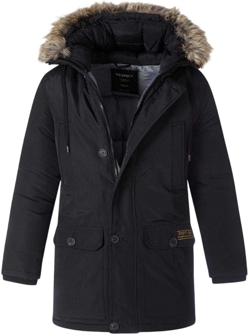 Parka motif/style bord duveteux - minoti Noir - Kiabi