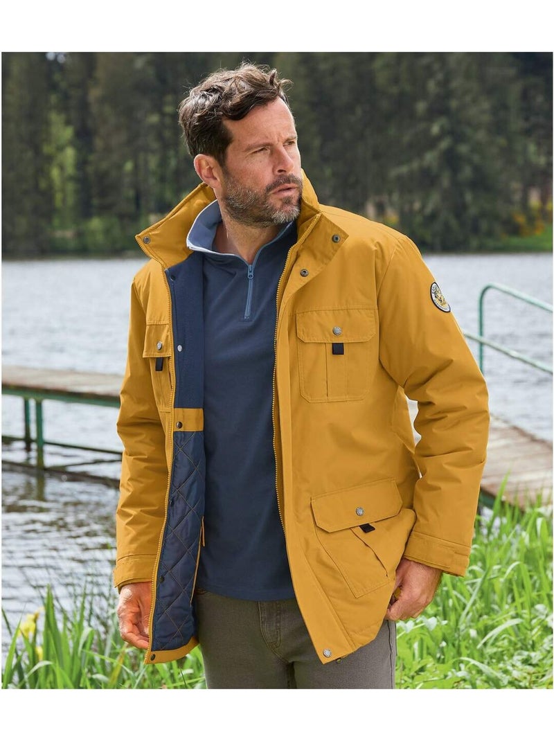 Parka Multipoche en Microfibre   - ATLAS FOR MEN Jaune foncé - Kiabi