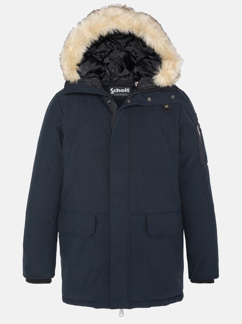 Parka Nelson marine unie coupe régular avec un col à capuche - Kiabi