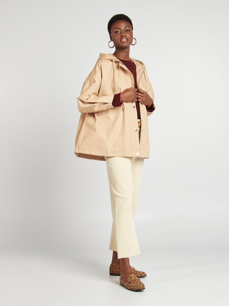 Parka oversize à capuche déperlante Beige - Kiabi
