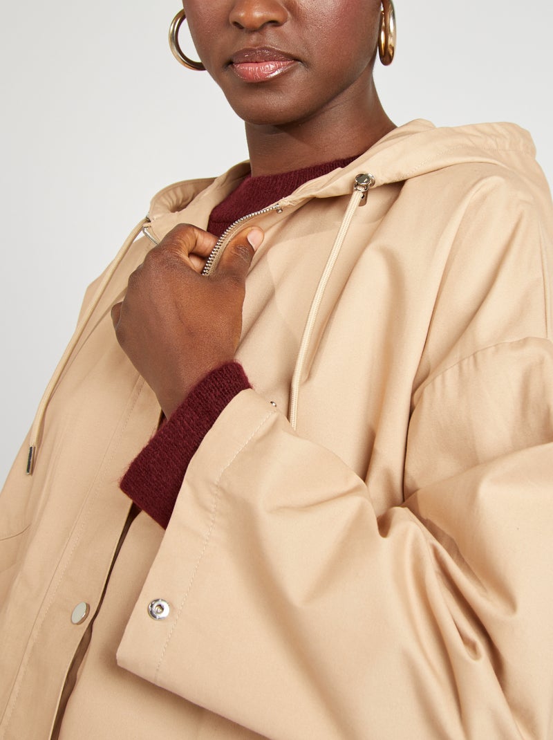 Parka oversize à capuche déperlante Beige - Kiabi