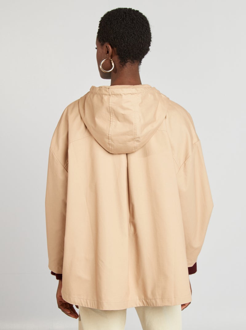 Parka oversize à capuche déperlante Beige - Kiabi