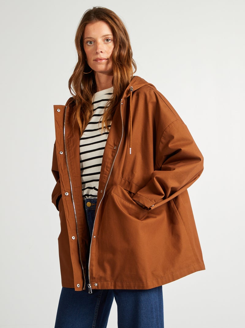 Parka oversize à capuche déperlante MARRON - Kiabi