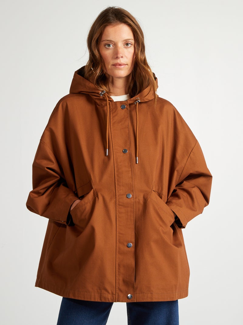 Parka oversize à capuche déperlante MARRON - Kiabi