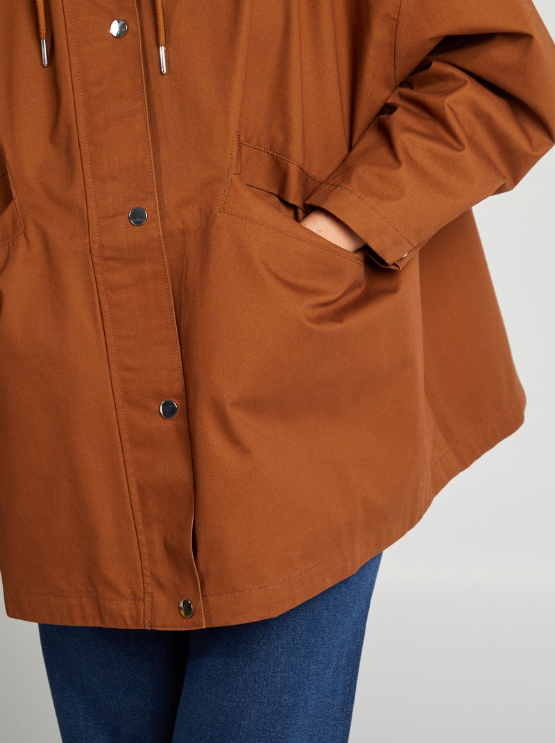 Parka oversize à capuche déperlante MARRON - Kiabi