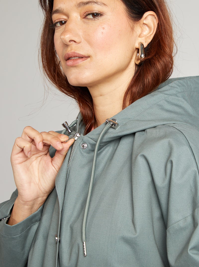Parka oversize à capuche déperlante Vert - Kiabi