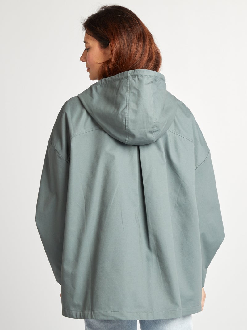 Parka oversize à capuche déperlante Vert - Kiabi