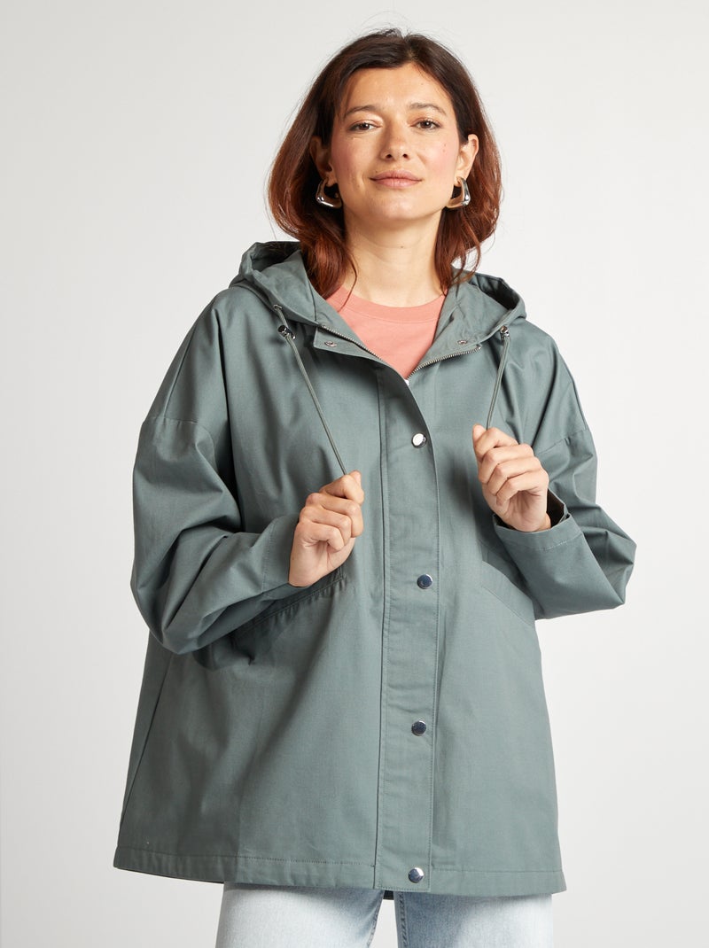 Parka oversize à capuche déperlante Vert - Kiabi