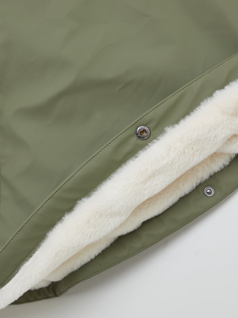Parka poncho en fausse fourrure - collection facile à enfiler Kaki - Kiabi