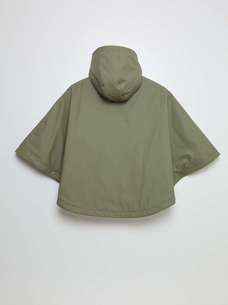 Parka poncho en fausse fourrure - collection facile à enfiler Kaki - Kiabi
