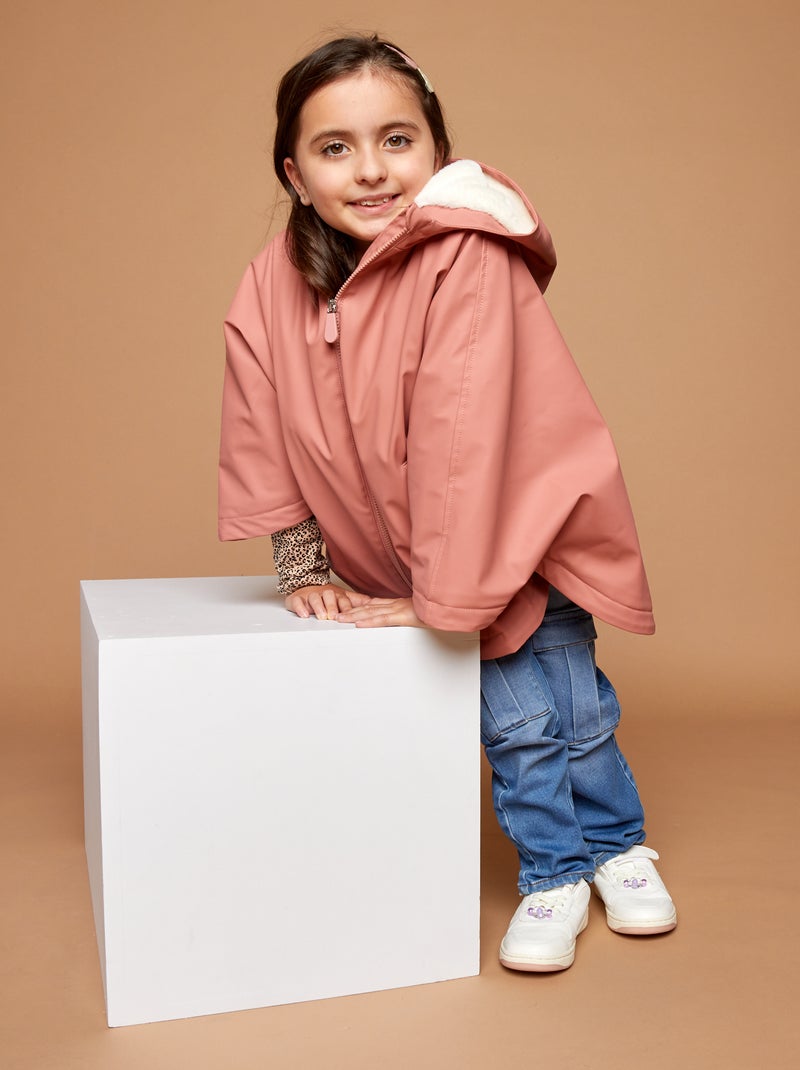 Parka poncho en fausse fourrure - collection facile à enfiler Rose - Kiabi