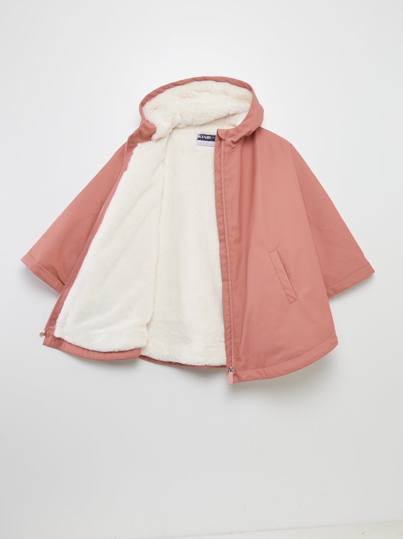 Parka poncho en fausse fourrure - collection facile à enfiler Rose - Kiabi