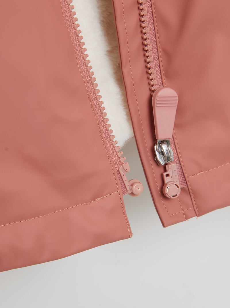 Parka poncho en fausse fourrure - collection facile à enfiler Rose - Kiabi