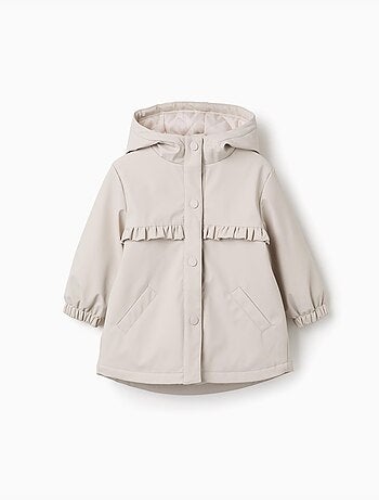 Parka rembourrée à capuche et volants