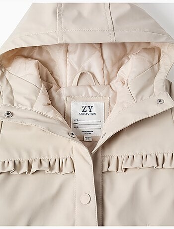 Parka rembourrée à capuche et volants