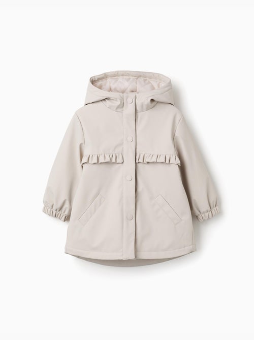 Parka rembourrée à capuche et volants - Kiabi
