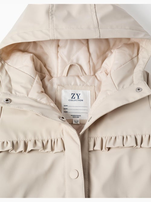 Parka rembourrée à capuche et volants - Kiabi