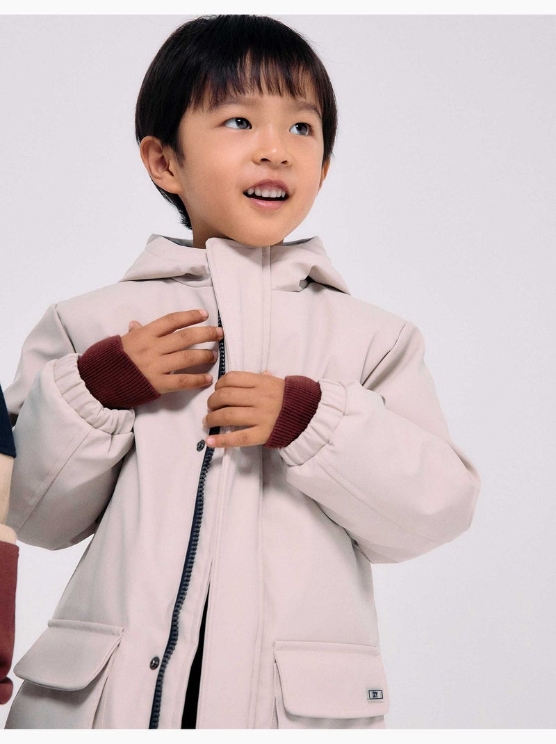 Parka rembourrée avec capuche et poches avant Gris clair - Kiabi