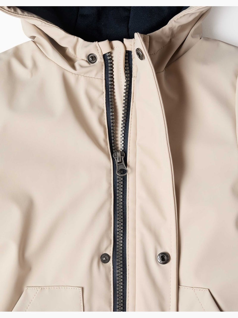 Parka rembourrée avec capuche et poches avant Gris clair - Kiabi