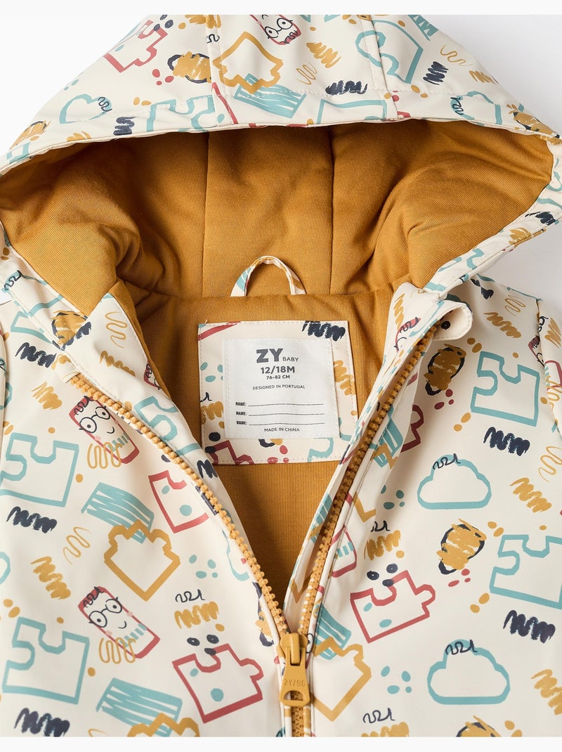 Parka rembourrée en caoutchouc avec capuche et imprimé Blanc - Kiabi
