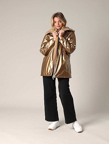 Parka réversible à capuche, effet métallisé ou imitation fourrure 'Deeluxe'