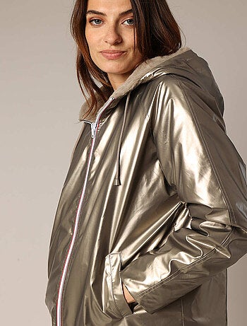 Parka réversible à capuche, effet métallisé ou imitation fourrure 'Deeluxe'
