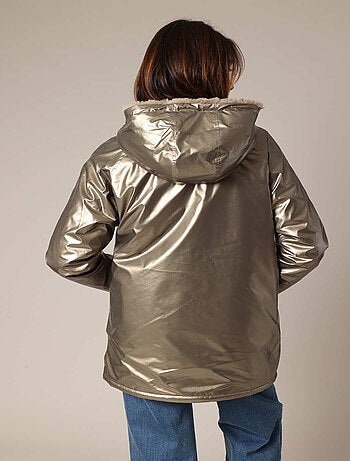 Parka réversible à capuche, effet métallisé ou imitation fourrure 'Deeluxe'