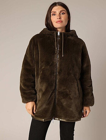 Parka réversible à capuche, effet métallisé ou imitation fourrure 'Deeluxe'