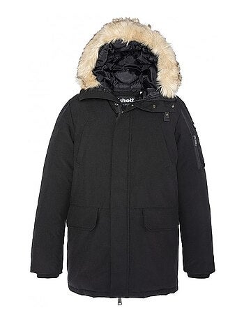 Parka Nelson marine unie coupe régular avec un col à capuche