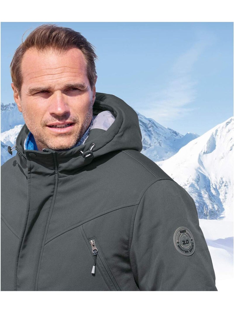Parka Softshell Matelassée à Capuche   - ATLAS FOR MEN Gris - Kiabi