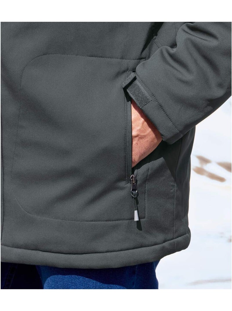 Parka Softshell Matelassée à Capuche   - ATLAS FOR MEN Gris - Kiabi