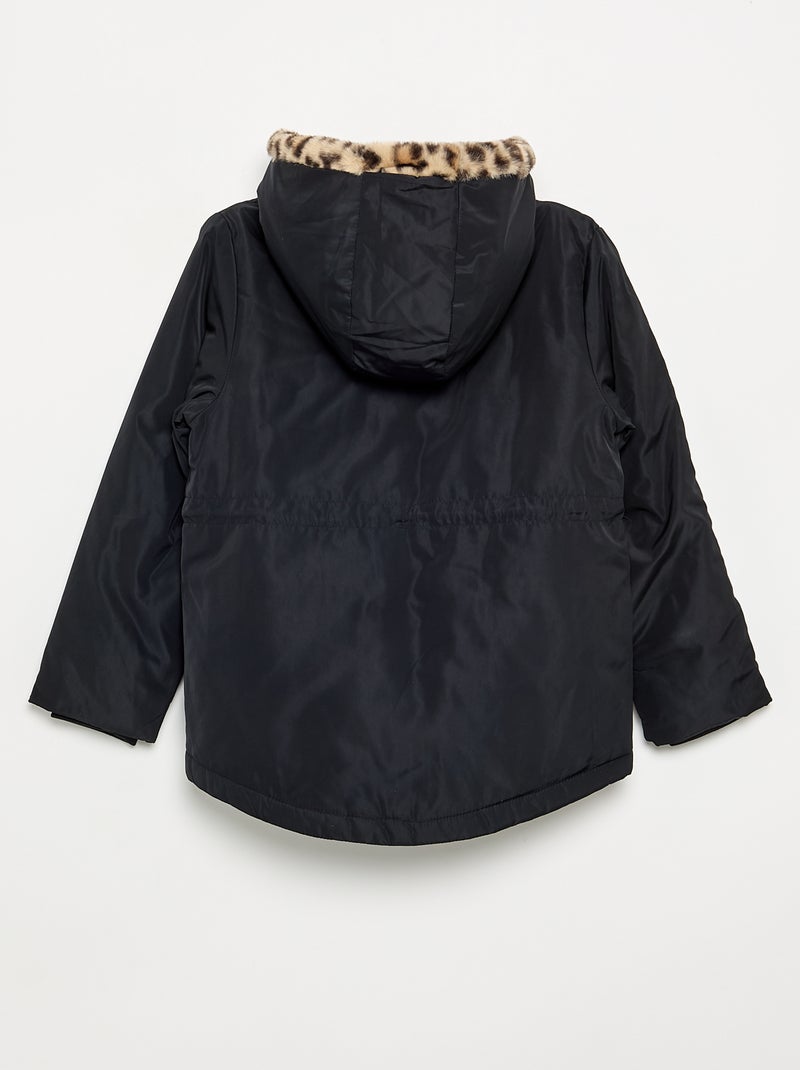 Parka souple à capuche à fausse fourrure Noir - Kiabi