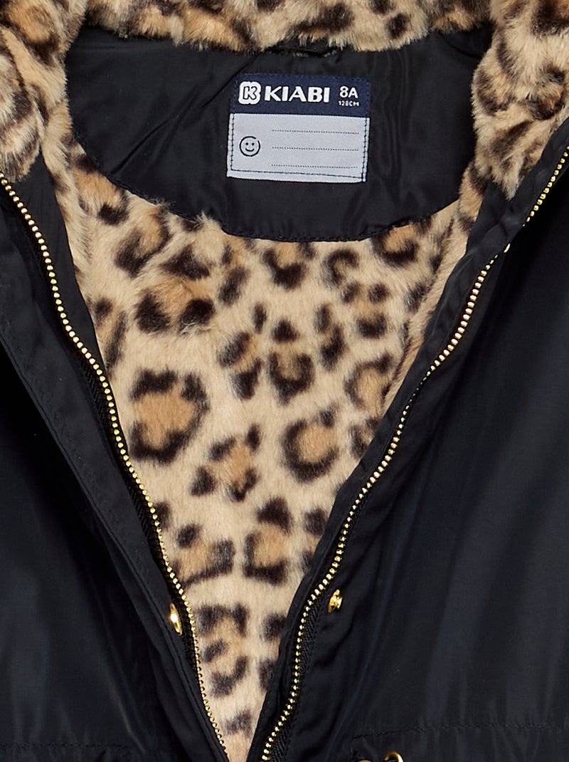 Parka souple à capuche à fausse fourrure Noir - Kiabi