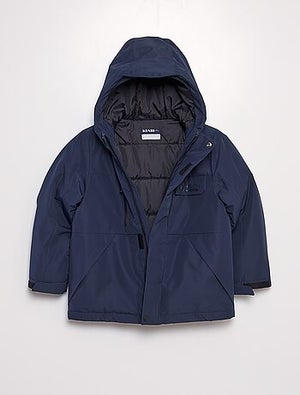 Manteau Parka Hiver Garçon - Veste Chaude Coupe-Vent à Capuche Amovible - Pour Extérieur, École, Loisirs (5-14 Ans)