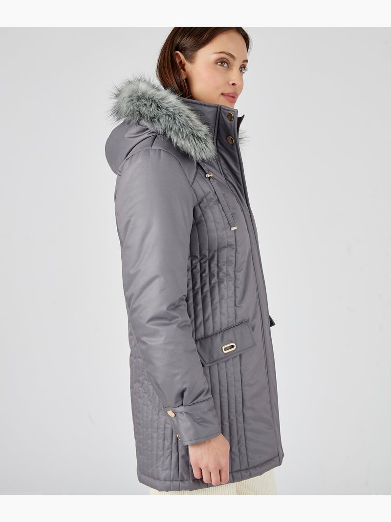 Parka Thermolactyl à piqûres fantaisie - Damart Gris - Kiabi