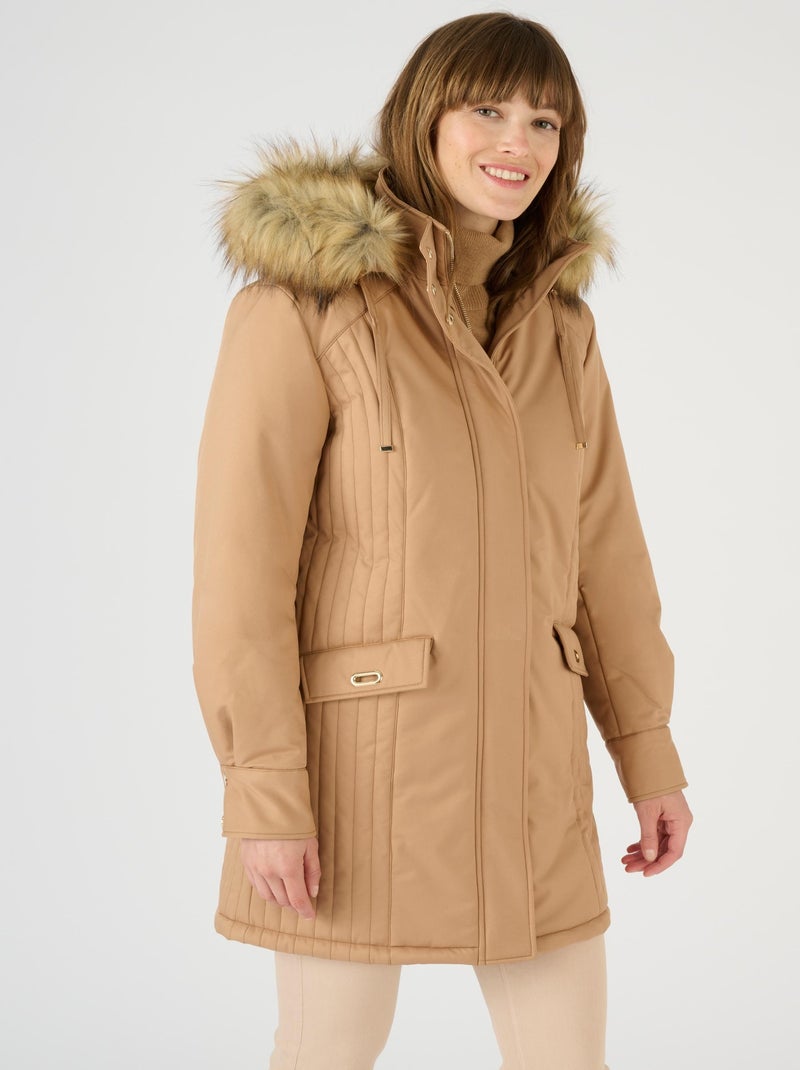 Parka Thermolactyl à piqûres fantaisie - Damart Marron chocolat - Kiabi