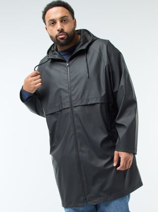 Parka unie longue et déperlante à capuche