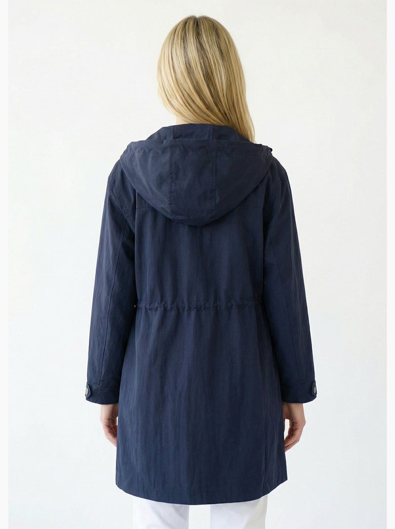 Parka zippée pressionnée à capuche déperlante - Afibel Bleu marine - Kiabi