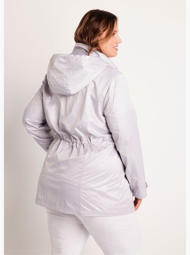 Parka zippée pressionnée, effet satiné - Afibel Gris Argenté - Kiabi