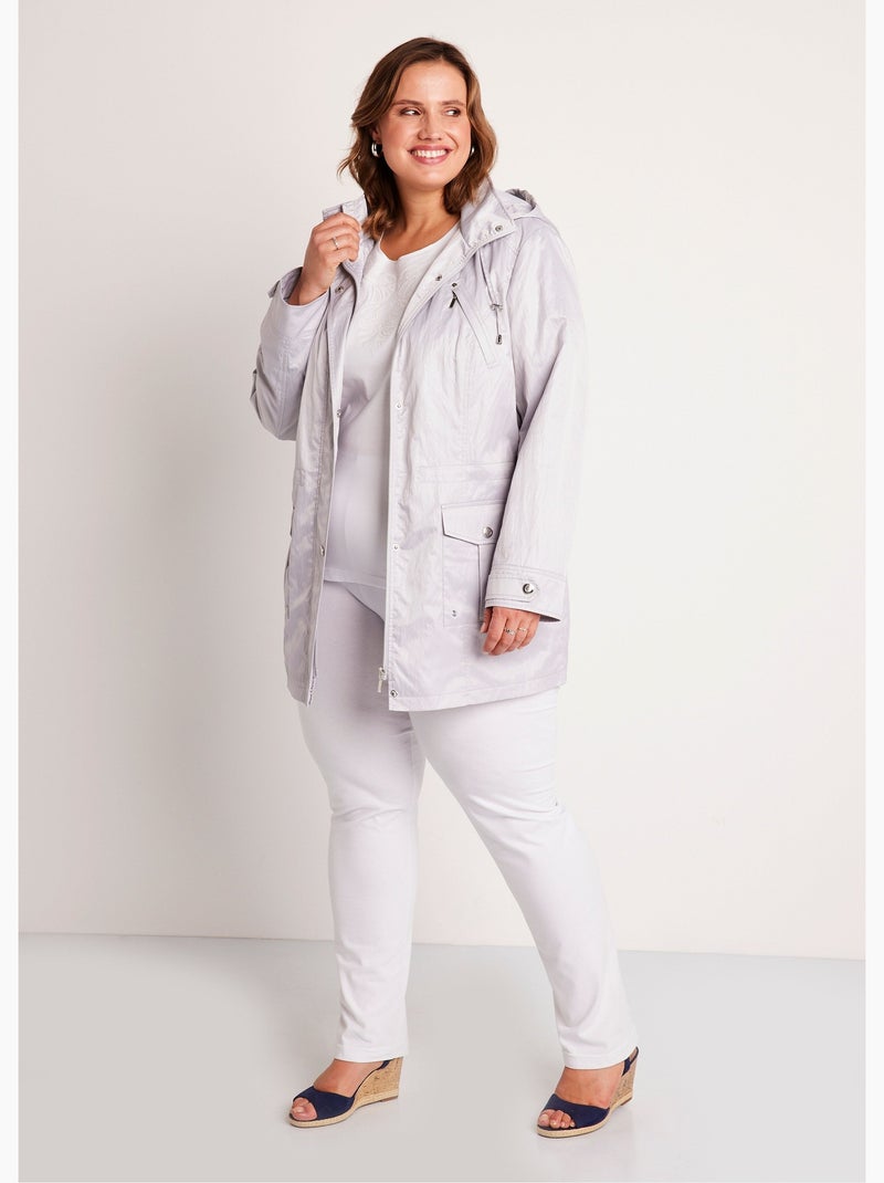 Parka zippée pressionnée, effet satiné - Afibel Gris Argenté - Kiabi