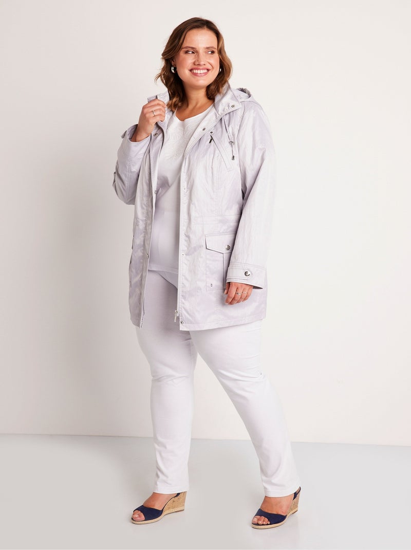 Parka zippée pressionnée, effet satiné - Afibel Gris - Kiabi